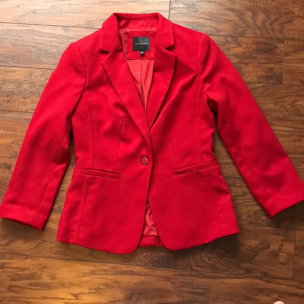 The Limited Red Blazer w/ Polka Dot Lining